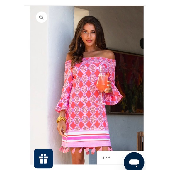 Cabana Life Dresses & Skirts - NWT- Cabana Life Coral Geo Coverluxe Smocked Dress XL